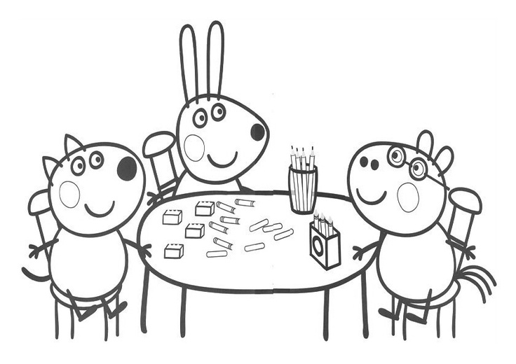 desenhos dos amigos de peppa pig para colorir